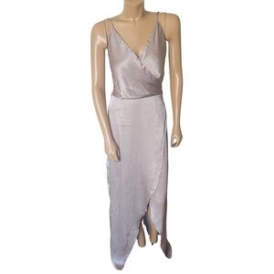 Satin Wrap Maxi Dress with Spaghetti Straps Size 10